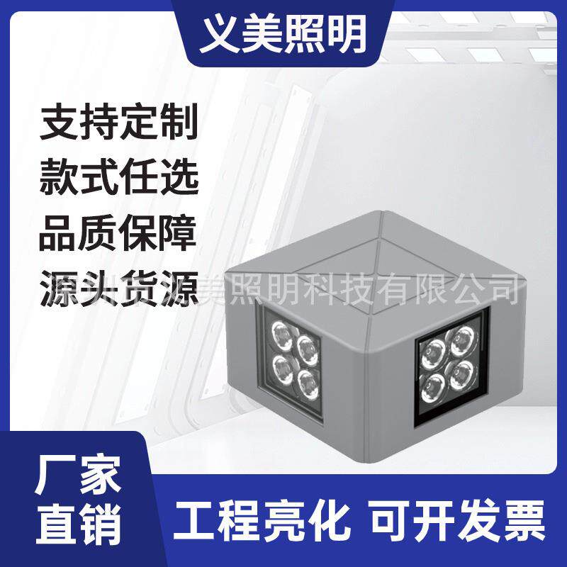 义美照明厂家直销24W户外防水LED四向点光源方形十字星光壁灯亮化
