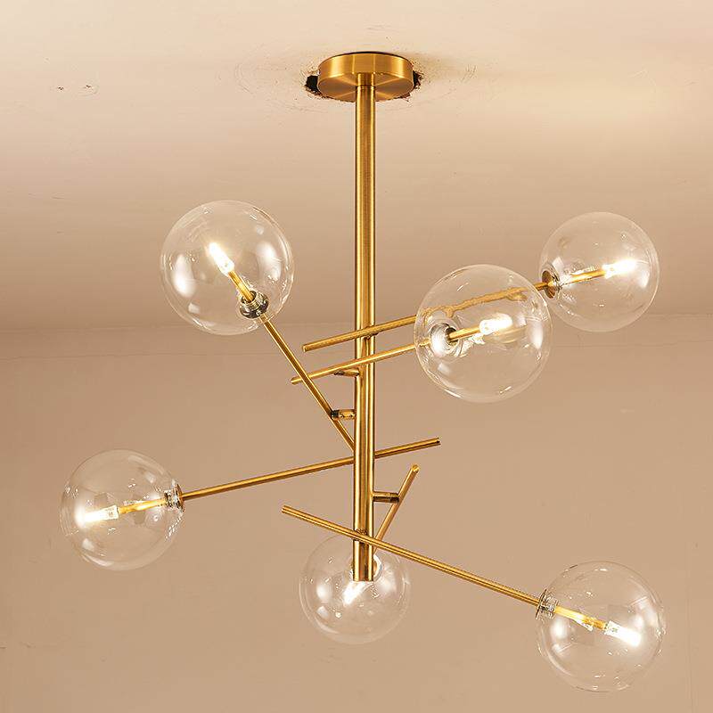 中山灯具客厅灯吊灯创意美式田园餐厅铁艺玻璃圆球魔豆吊灯