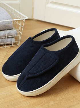 脚肿大开口亚麻拖鞋女春秋季防滑软底老人居家室内外包跟四季男款