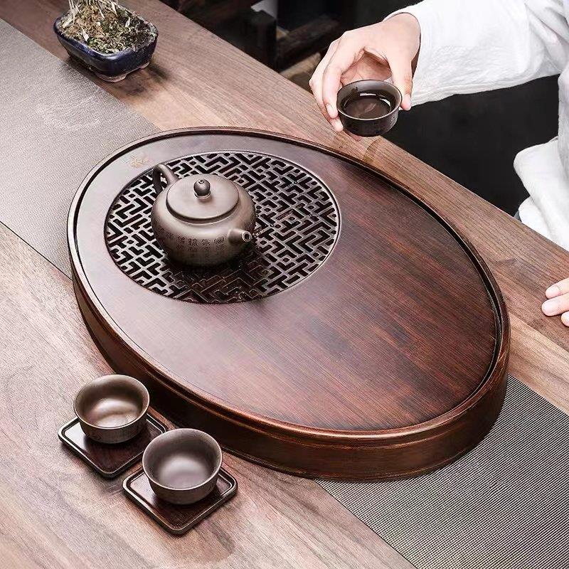 茶盘家用竹制小新中国风茶桌储水茶盘椭圆形干泡盘茶具可达豪华茶