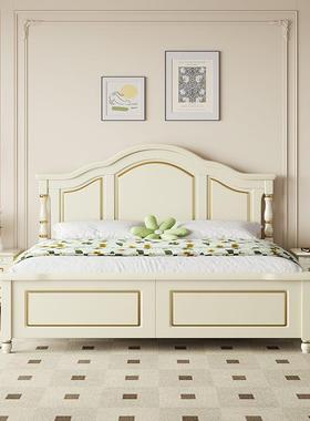 代简实木床ECO奶油白色1现.8米卧1.5米单双人家用床头欧约式公主