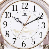 霸王动感挂钟16英寸光控音乐报时摆钟客厅欧式 仿复古创意静音挂钟