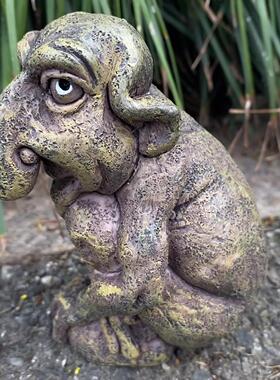 微观园林工艺品摆件哥特式雕塑铸石巨魔树脂石像鬼树脂工艺品摆件