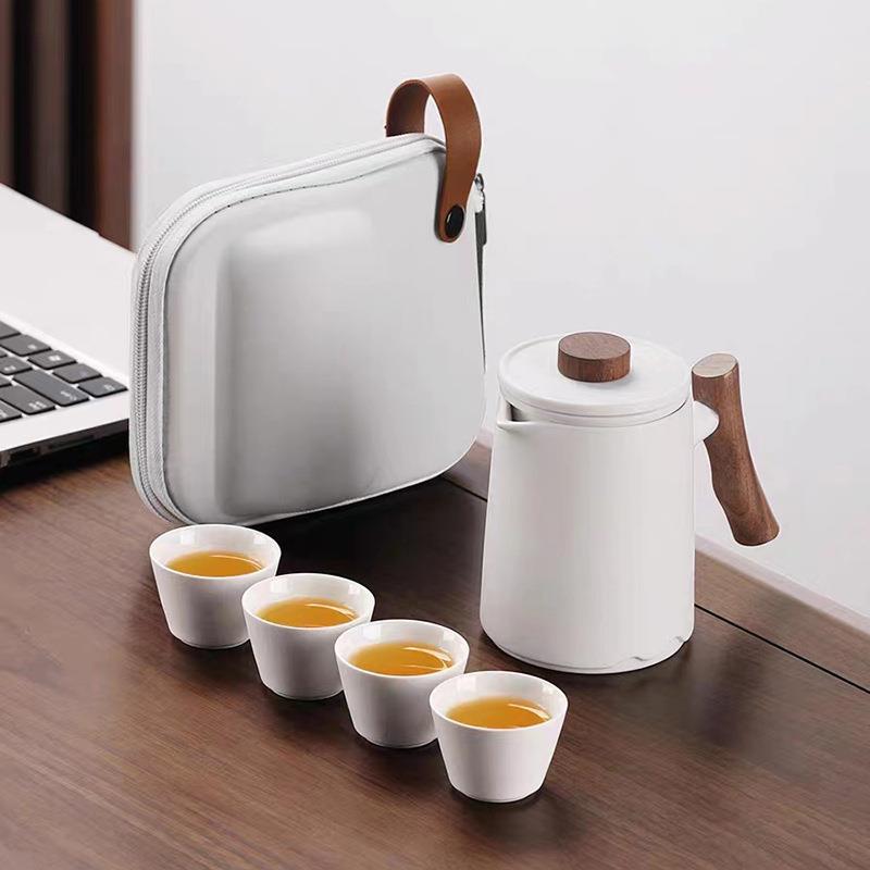 陶瓷便携式旅行茶具套装简约户外露营喝茶随身泡茶快客杯个人专用