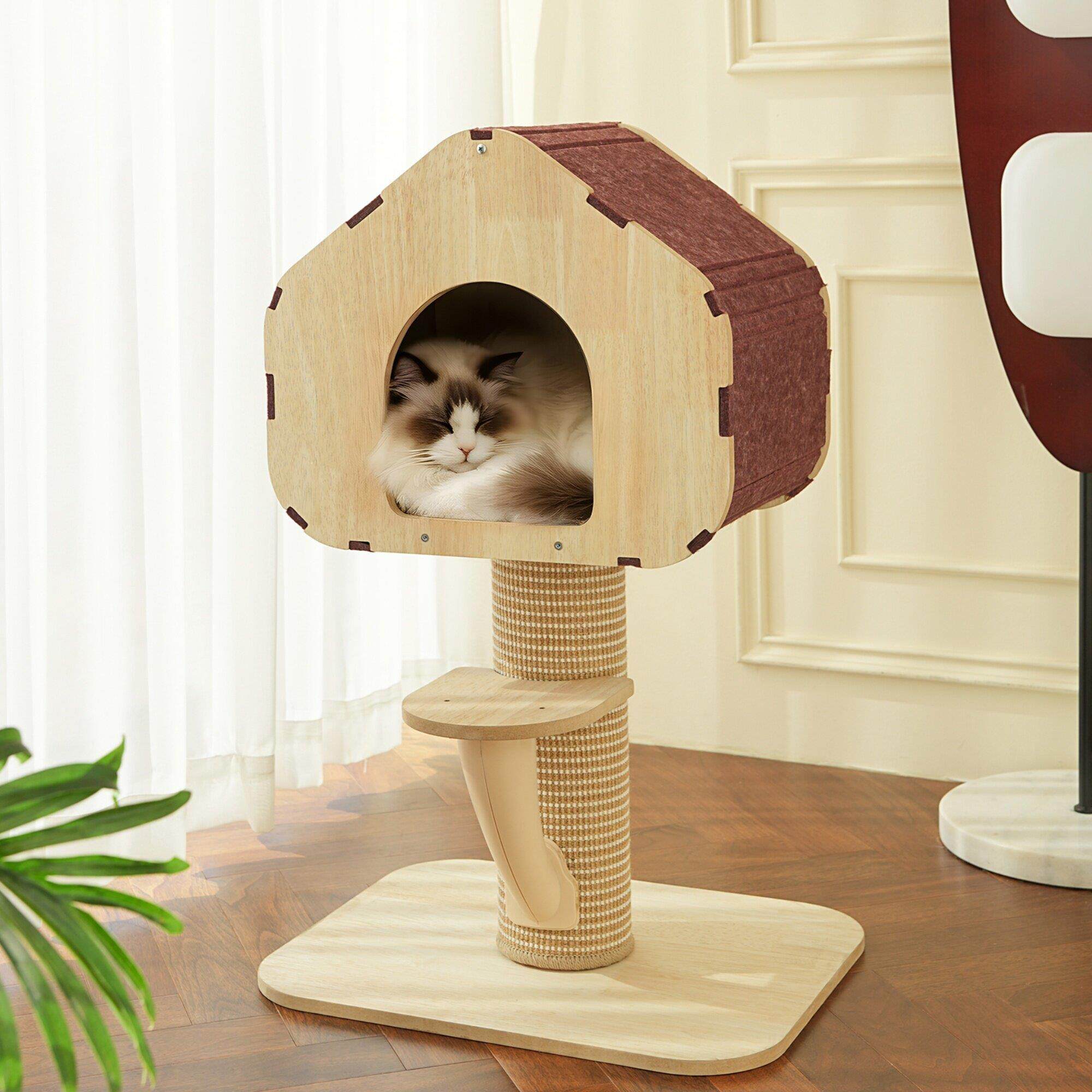 小型猫爬架树屋猫窝猫树一体不占地小户型简约森林感磨爪柱猫架子