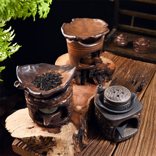 仿古蜡烛熏香炉圆灶烤茶炉烤茶碟围炉煮茶器粗陶温茶器炒茶醒茶炉