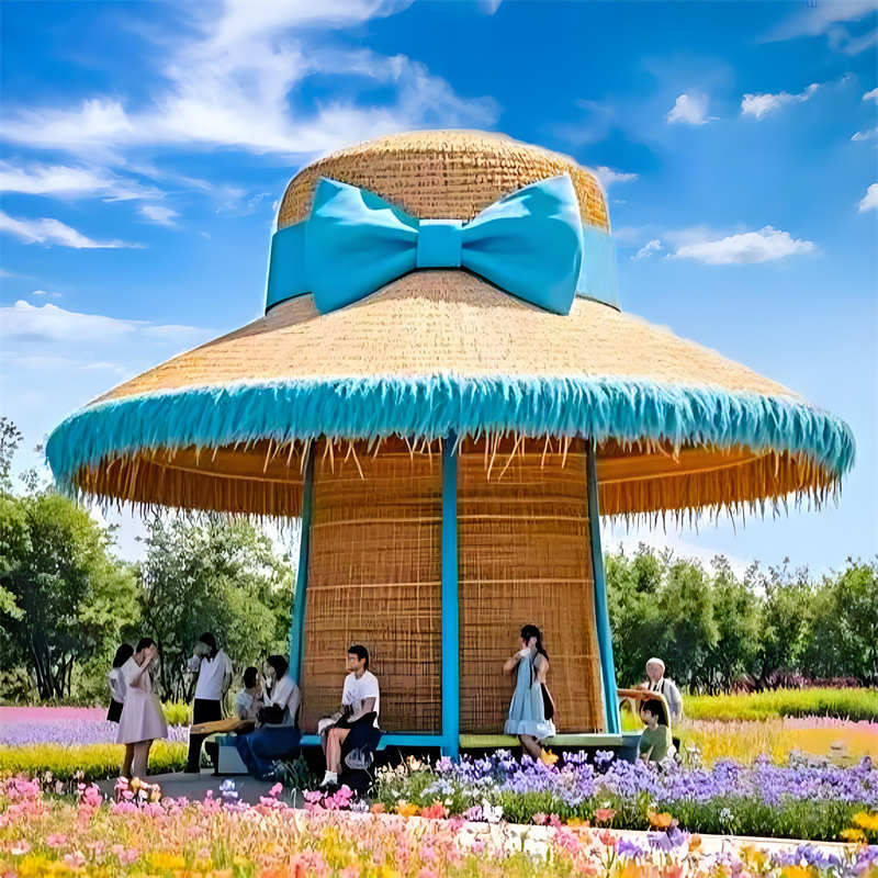 网红打卡拍照帽子道具户外农庄景区农耕文化旅游雕塑草帽文创摆件