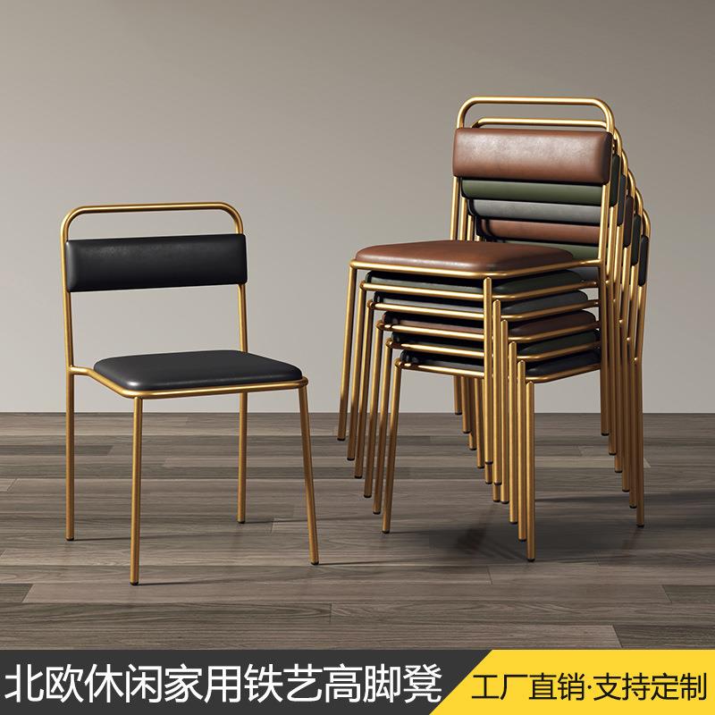 厂家直销铁艺餐椅北欧现代简约工业风奶茶店桌椅咖啡厅餐厅椅子