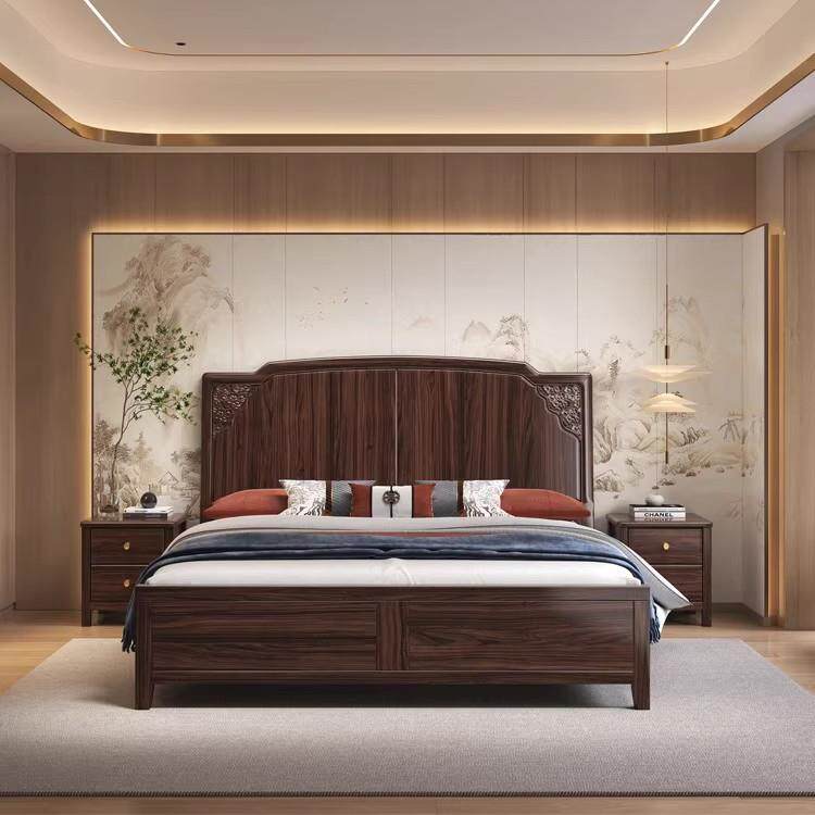 实木双人床新中式1.8米乌金木全实木床现代简约轻奢家用主卧家具