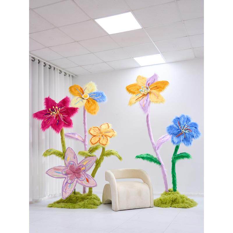 假花仿真花摆设装饰场景网红拍照打卡道具毛毛花商业美陈橱窗摆件