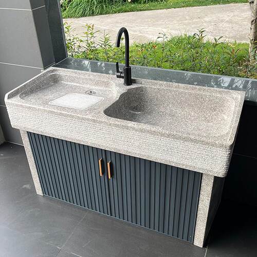 室外花岗岩石头水池户外庭院洗手池带搓板大理石洗衣池一体洗手盆