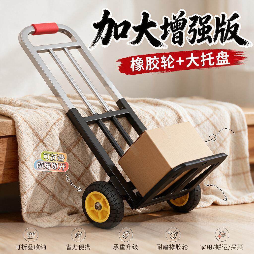 拉书包神器升级加粗折叠手拉车家用搬货拉杆车搬运便携式行李拖车