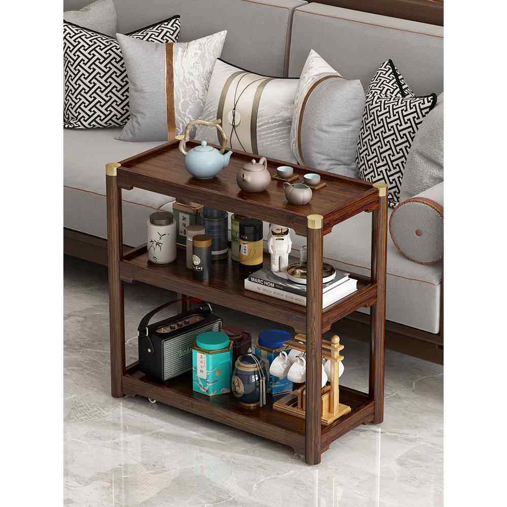 正品新中式桌带轮边几几沙发侧边几竹可移动家角用茶茶边柜小子台