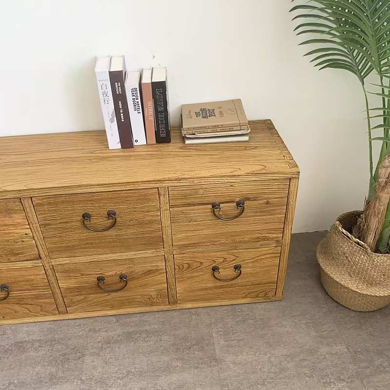 床头实木斗柜风化门板餐边柜家用门厅茶具收纳柜老榆木抽屉置物柜