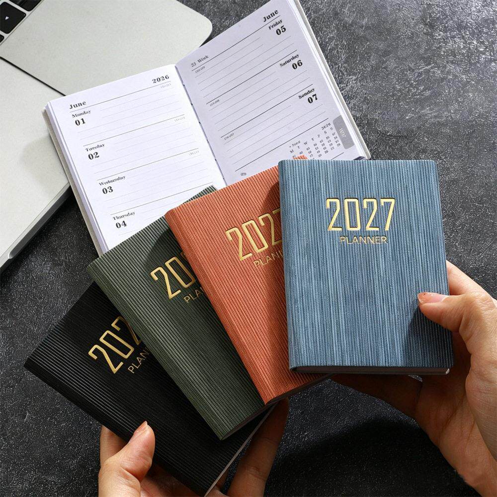 现货2027年A7英文计划本便携2026跨境日程本365天每日计划小本子