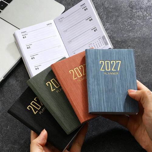 现货2027年A7英文计划本便携2026跨境日程本365天每日计划小本子