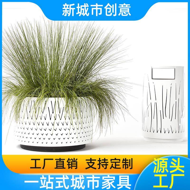 时尚创意组合花箱户外花盆铁艺花钵花槽商场售楼部简约图案花箱