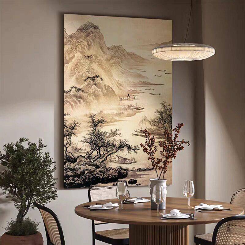 宋氏美烟学中式挂画中古风艺术装饰画LTV客茶厅雨玄关室背景墙余