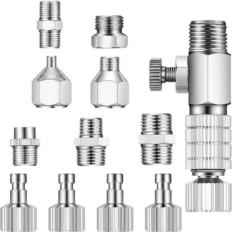 13件喷枪适配器套装,喷笔气笔适配器套件快速释放断开接头连接器