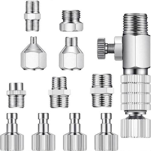 13件喷枪适配器套装,喷笔气笔适配器套件快速释放断开接头连接器