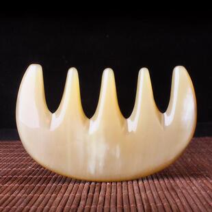 雪海牛角天然真牛角五齿经络梳疏通头部经络牛角宽齿梳子大齿梳子