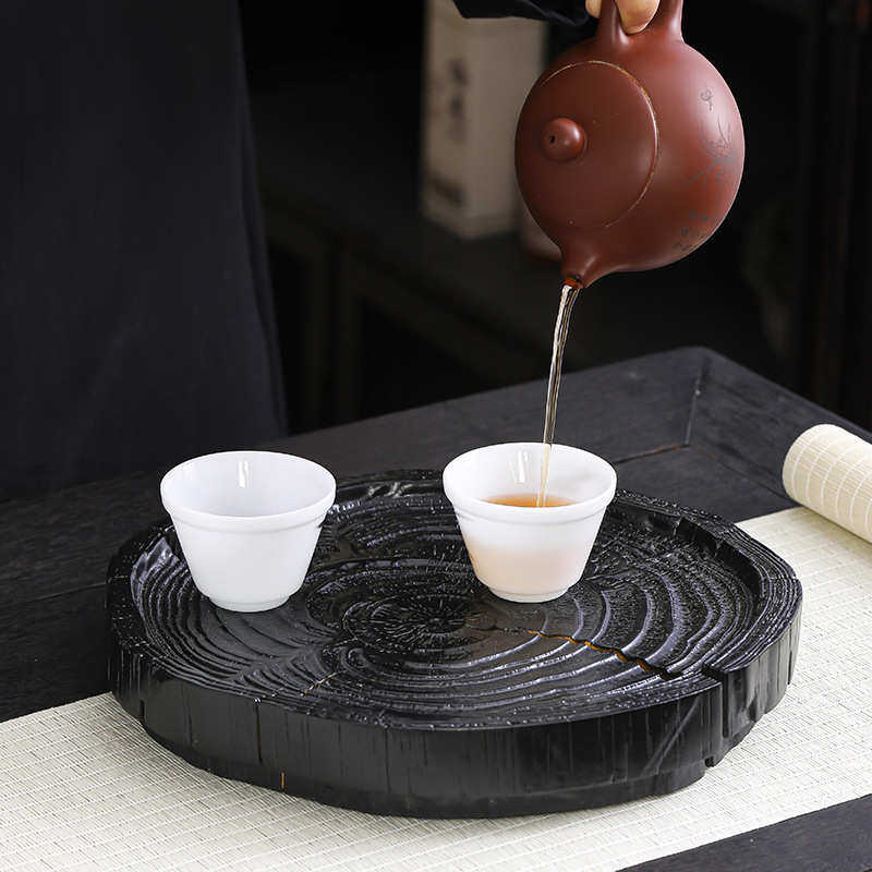 木茶话实木风寂茶盘台圆形干壶台盘茶日式炭烧室黑宜白蜡侘泡承托,餐饮具,茶具礼盒,淘宝优惠券,粉丝福利购,淘宝优惠卷