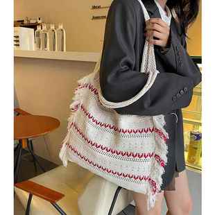 全球针织包海边松弛感镂空编包通女织20草26新款 大容量度假风编包