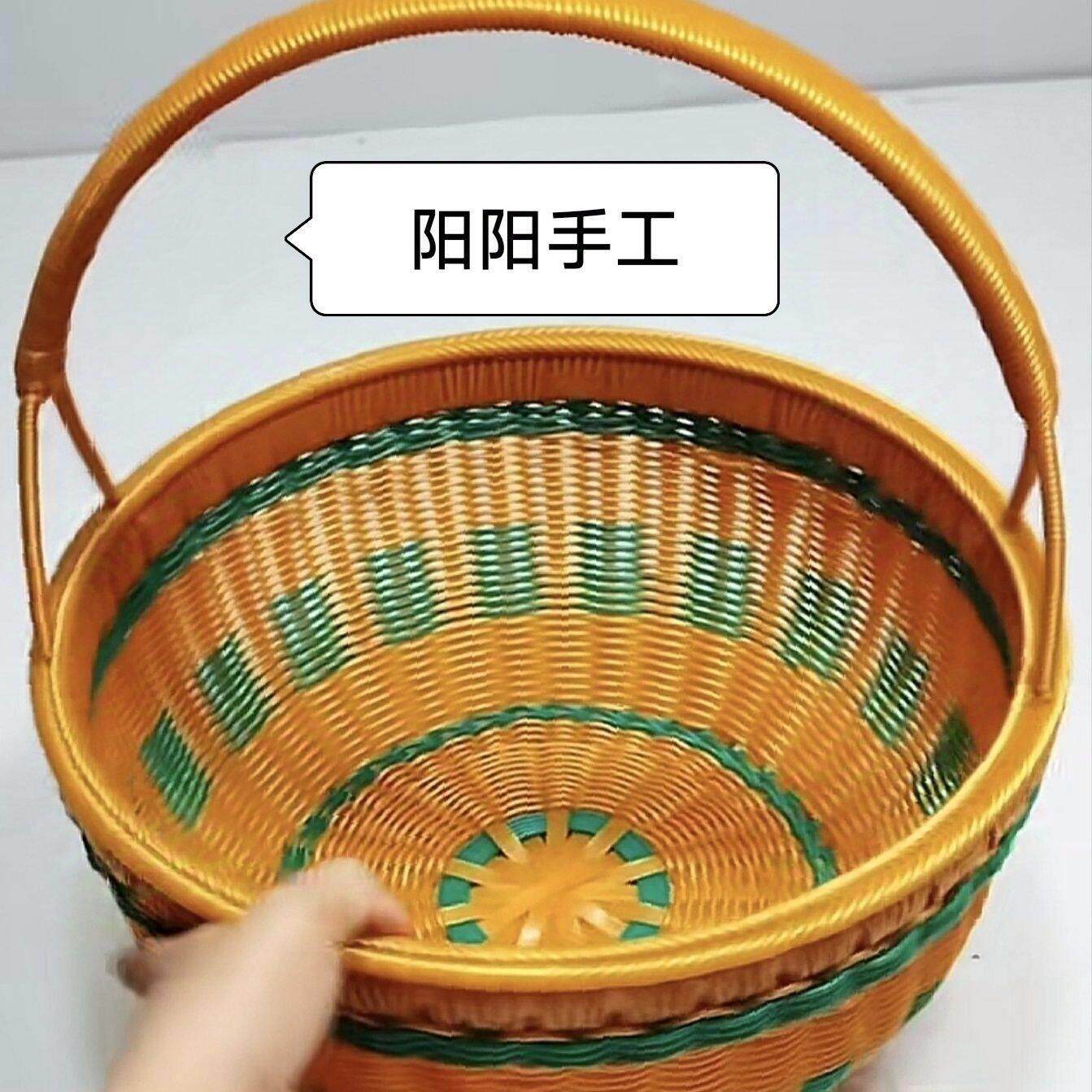 纯手工编织篮子花篮手提藤篮买菜篮塑料大号藤条购物收纳鸡蛋吊