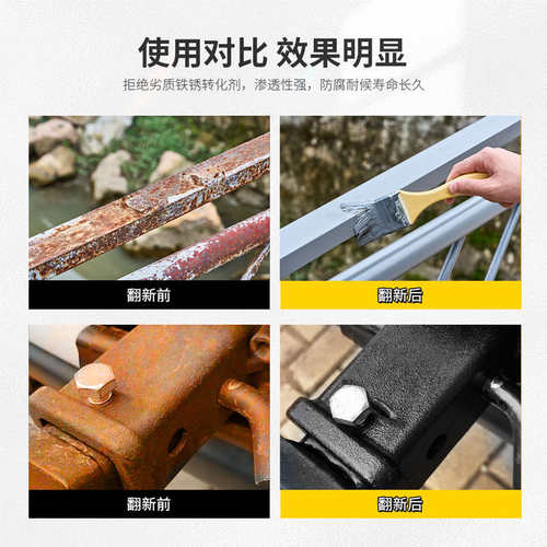免打磨免除锈水性金属漆防锈防腐油漆铁锈转化剂家用自刷涂料黑色