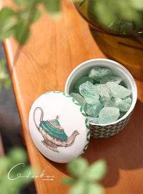 契阔家居发财coin绿色彩瓷陶瓷盖盒首饰盒收纳盒客厅摆件家居饰品