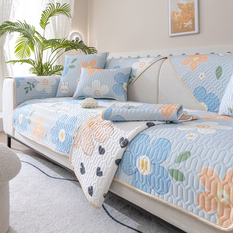 乳胶冰丝沙发垫夏季凉席坐垫防滑冰垫子简约现代沙发套罩座垫盖布