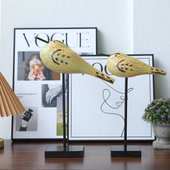 北欧套二裂纹鸟摆件现代简约卡通动物木质摆件家居创意可爱装 饰品