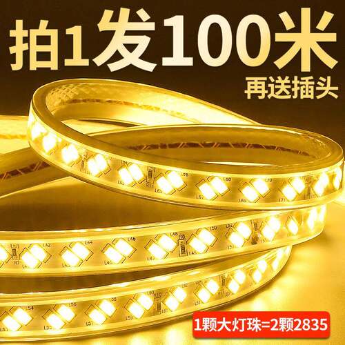 100米装led灯带条三色变色家用客厅吊顶装饰室外超亮户外防水220V