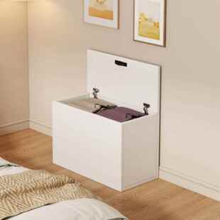 定制上开门阳台收纳柜矮柜地台柜可坐翻盖柜长条柜床尾夹缝收纳柜