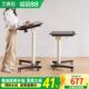 实木书桌简约书房升降桌客厅电脑桌家用可移动床边桌子黑色可折叠