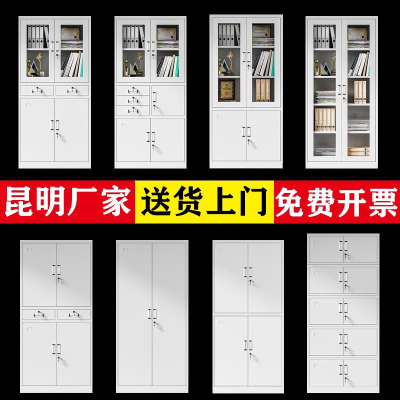 昆明市钢制文件柜铁皮柜矮柜办公室带锁员工凭证档案资料柜更衣柜