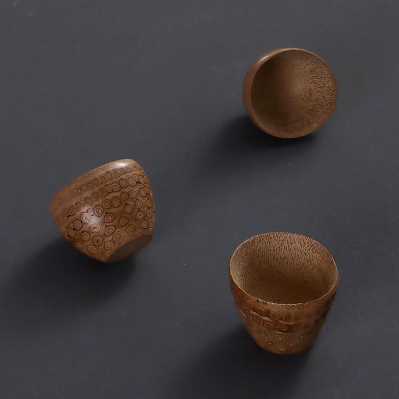 手工竹根茶杯雕碳化烟熏茶道品茗杯公道杯天然无漆小酒杯子品茗