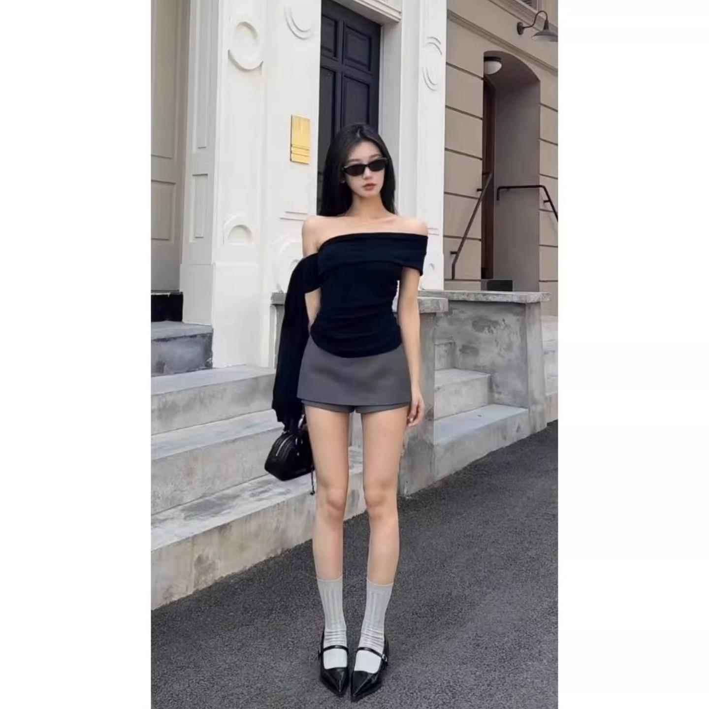 秋季西装裙大码胖mm辣妹低腰短裙季新款辣妹自带安全裤包臀裙裤