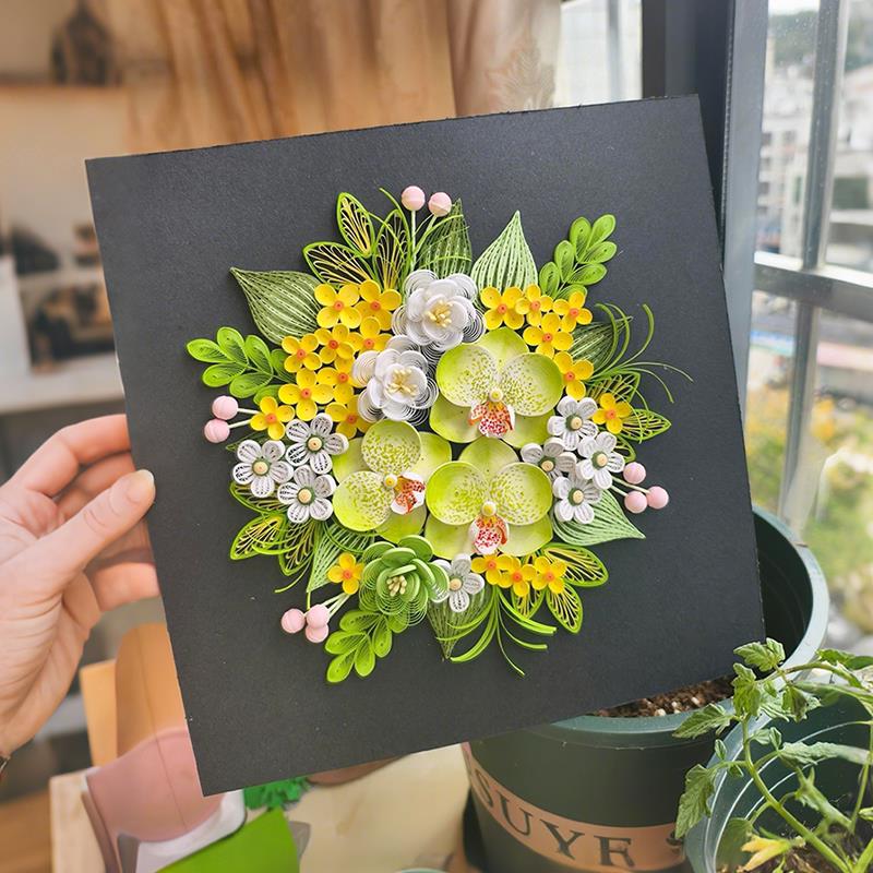 中古风花卉挂画小众艺术立体感平面喷绘客厅装饰画咖啡厅抽象壁画