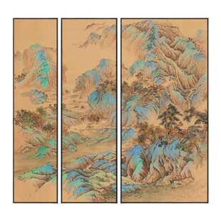 》高端青绿过道玄关多大幅联立挂画风景《江山体新走廊中式装饰画