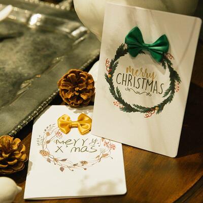Christmas Thank You Card Set Elegant Bow Greeting Card