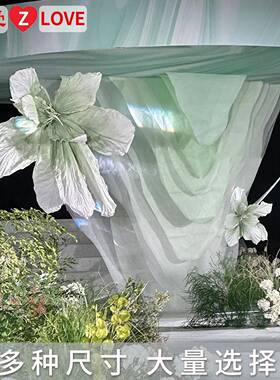 绿色巨型纸艺美塑花大型花婚礼橱窗装饰背景立体造型手工褶皱纹理