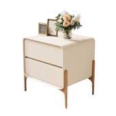 实木岩板床头柜简约现代卧室小型床边柜储物收纳柜简易置物柜极简