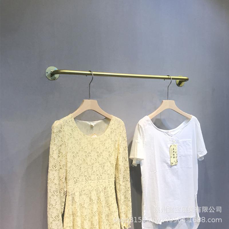 挂钩金色铁艺挂衣架服装店展示架上墙一字正挂店铺壁挂衣架