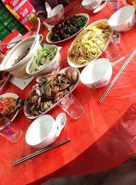 10-100片一次性桌布加厚防水塑料薄膜大圆餐桌红色家用桌布