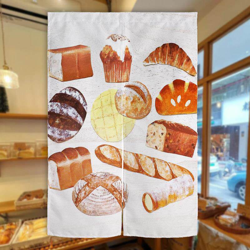 蛋糕面包店门帘烘焙店隔断帘免打孔帘子半帘短帘商用遮挡布帘定制