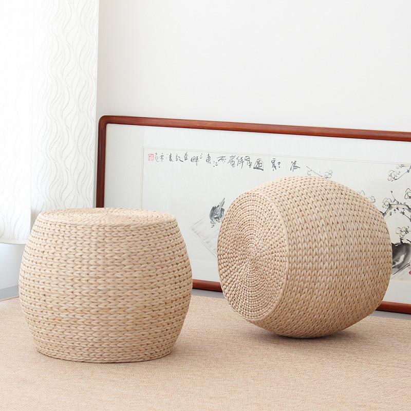 草编茶几田园蒲团坐垫 加厚榻榻米飘窗垫子 圆形凳子墩子