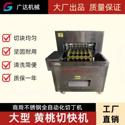 广达不锈钢全自动黄桃切块机梨罐头水果切丁机工厂直销