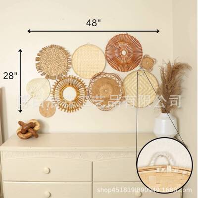 波西米亚风竹编藤编混搭墙面装饰挂件篮子家居软装9件套多功能