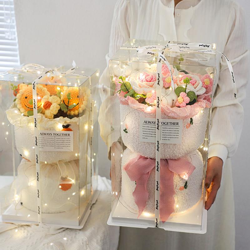 手工编织毛线针织向日葵花束成品送女生闺蜜生日礼物老师教师节